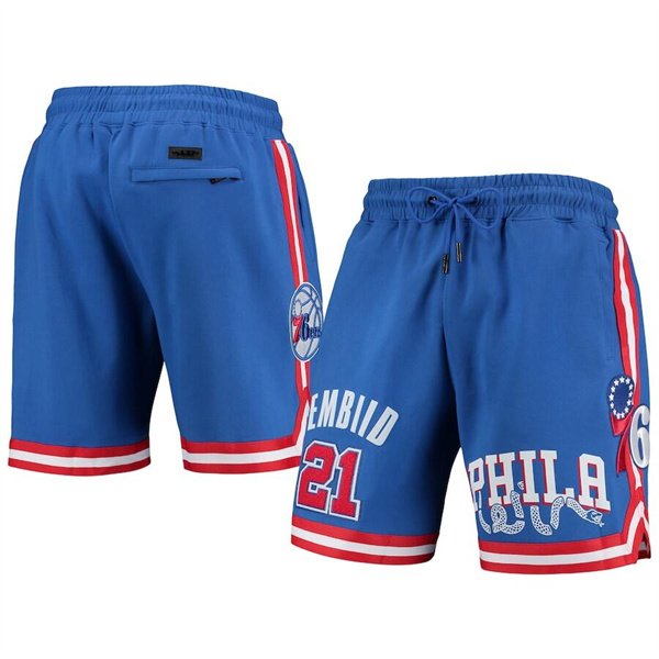 Men's Philadelphia 76ers #21 Joel Embiid Blue Shorts